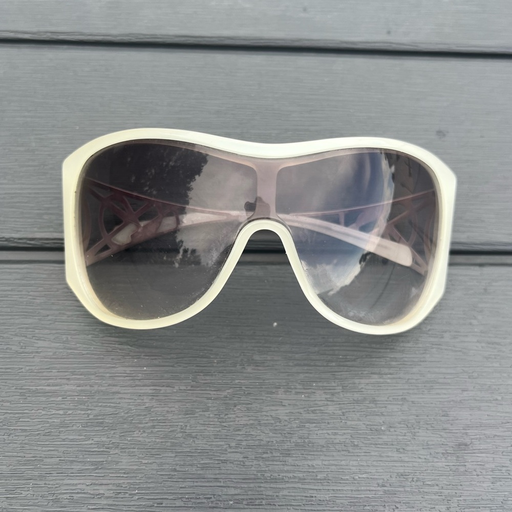 SOLD! Yves Saint Laurent Rhinestone Logo Shield Sunglasses Y2K 2000s